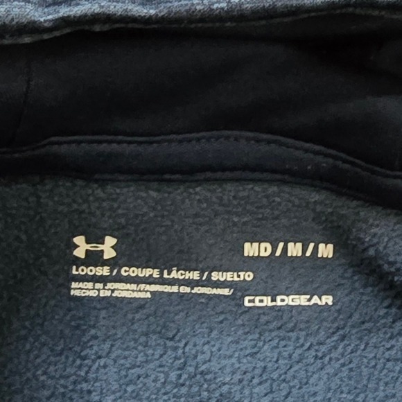 Under Armour ColdGear Hoodie Men's Sz MedLoose Fit Navy Blue Sweatshirt - Picture 3 of 8